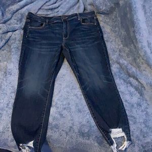 AE Dark Wash with Distressed Bottoms